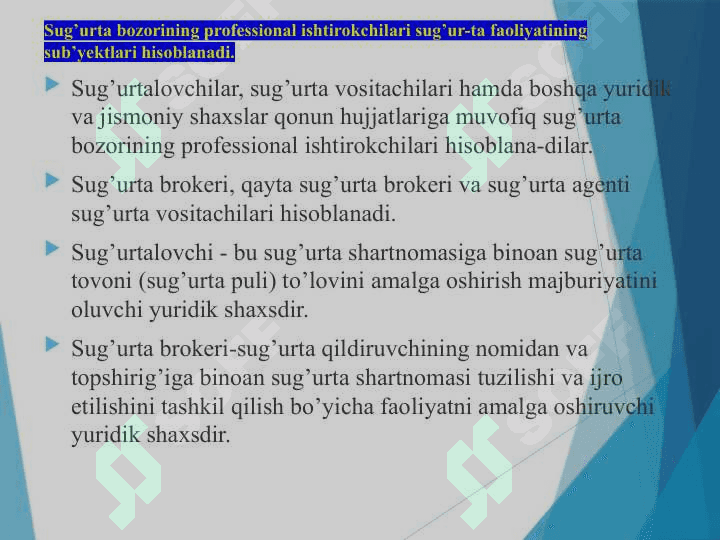 Sug’urta faoliyatining huquqiy asoslari 4
