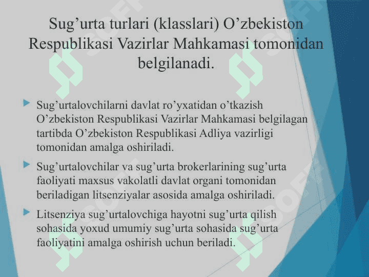 Sug’urta faoliyatining huquqiy asoslari 8