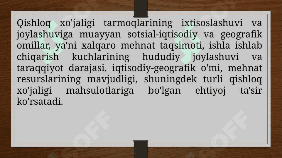 Qishloq xo'jaligi geografiyasi va agroiqlimiy tadqiqotlar. Qishloq xo’jaligi rayonlari 7