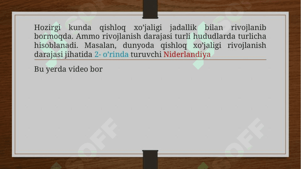 Qishloq xo'jaligi geografiyasi va agroiqlimiy tadqiqotlar. Qishloq xo’jaligi rayonlari 8