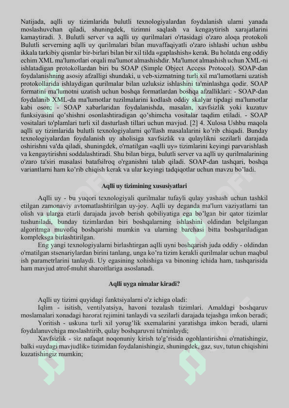 Cisco Packet Tracer dasturi yordamida internet ashyolari asosidagi aqlli uyni qurish (SAAS bo’yicha)  va simulatsiya qilishni o’rganish amaliy ish 6
