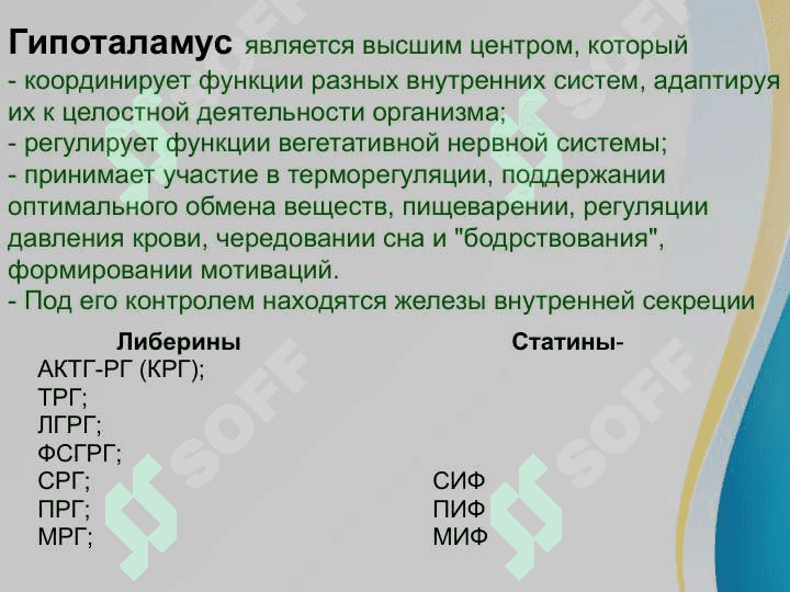 Заболевание гипоталамо-гипофизарной системы. Ее участие в корегировании функциональной активности желез внутренней секреции 5