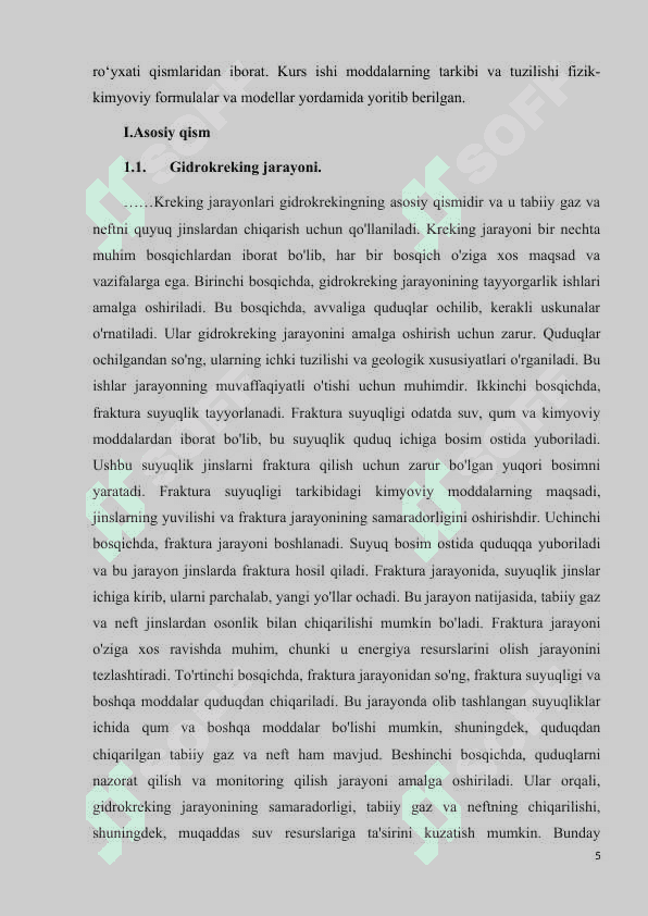 Gidrokreking jarayoni mohiyatini tushuntiring 5