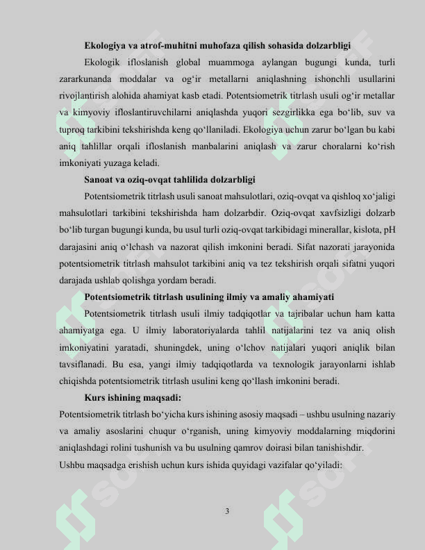 POTENSOMETRIK TITRASH ASOSLARI kurs ishi 3
