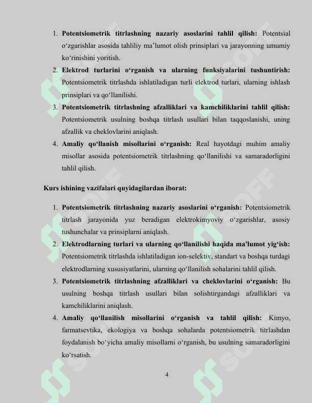 POTENSOMETRIK TITRASH ASOSLARI kurs ishi 4