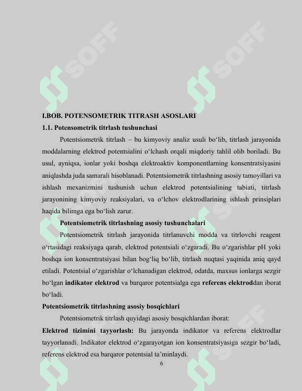 POTENSOMETRIK TITRASH ASOSLARI kurs ishi 6