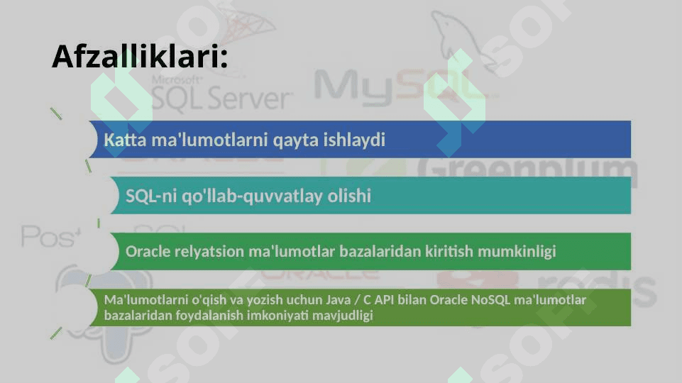 Zamonaviy ma`lumotlar bazasini boshqarish tizimlari: ORACLE 6