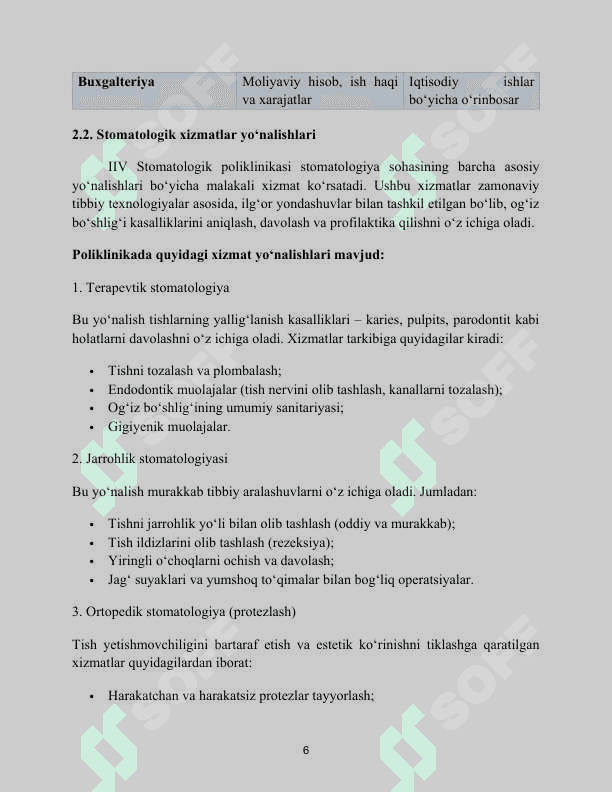 IIV STOMATOLOGIK POLIKLINIKASI. AMALIYOT HISOBOTI 6