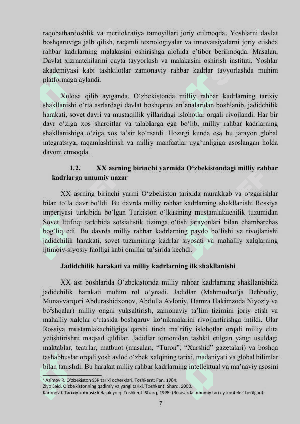 Mavzu: “Milliy rahbar kadrlar faoliyati. Usmon Yusupov.” KURS ISHI 7