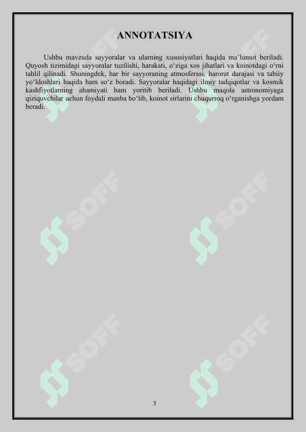 "Sayyoralar" mavzusidagi dars ishlanmasi (mikrodars) 3