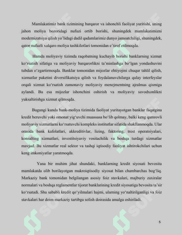 MAVZU:BANKLAR ULARNING TURLARI VA KREDIT TIZIMIDAGI ROLI 5