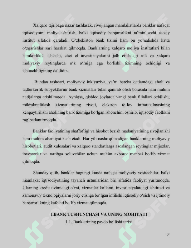 MAVZU:BANKLAR ULARNING TURLARI VA KREDIT TIZIMIDAGI ROLI 6