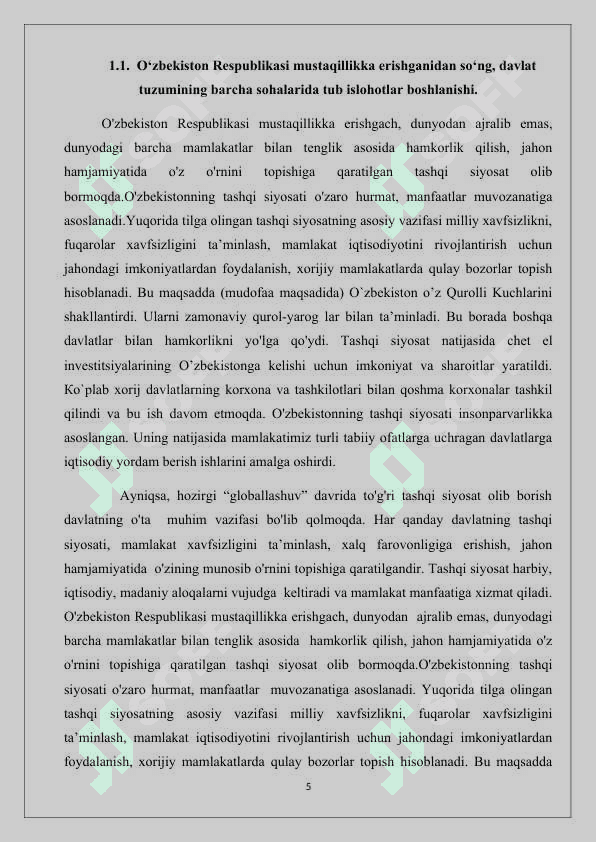 Oʻzbekiston Respublikasi  Oliy Majlisining shakillantirilishi kurs ishi 5