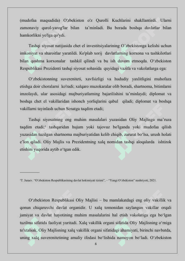 Oʻzbekiston Respublikasi  Oliy Majlisining shakillantirilishi kurs ishi 6