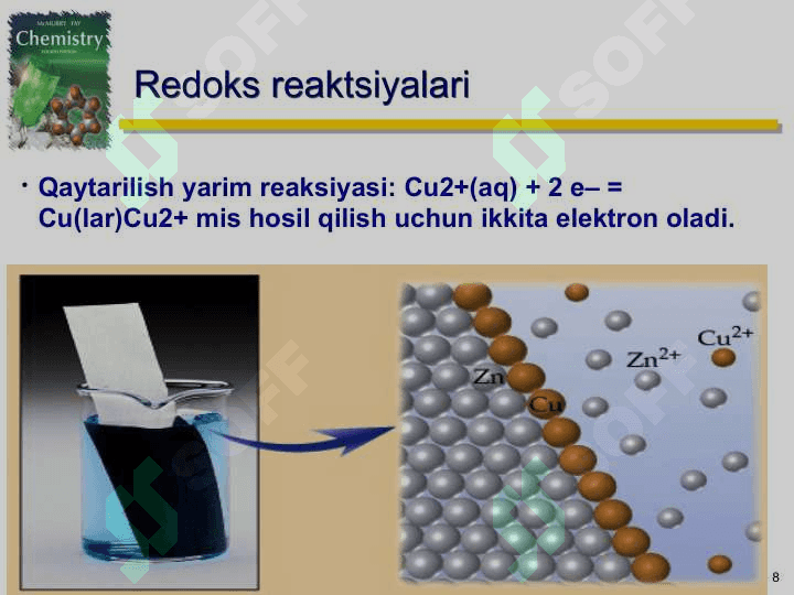 Gаl`vаnik elеmеnt. Elеktr yurituvсhi kuсhning аyrim elеktrоd pоtеnsiаllаr аyirmаsidаn ibоrаt ekаnligi. Nеrnst tеnglаmаsi. Vеstоn elеmеnti 8