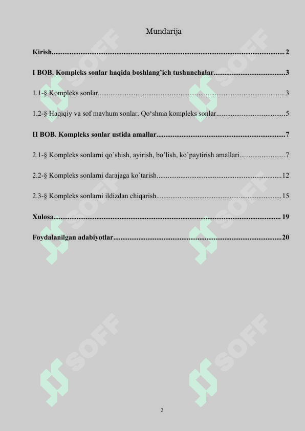 KOMPLEKS SONLAR VA ULAR USTIDA AMALLAR 2