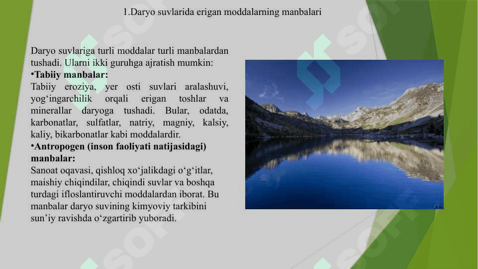 Daryo suvlarida erigan moddalar oqimi 2