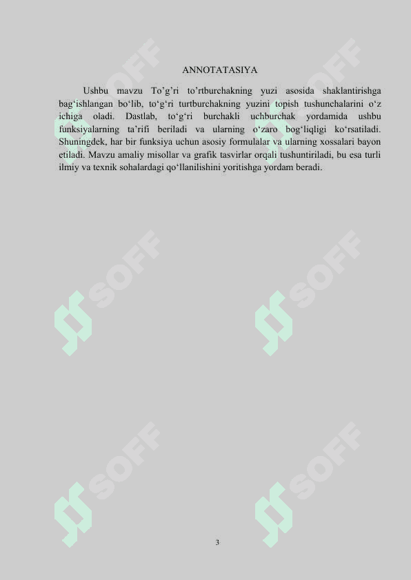 “To‘g‘ri to‘rtburchakning yuzi” mavzusidagi MIKRODARS 3