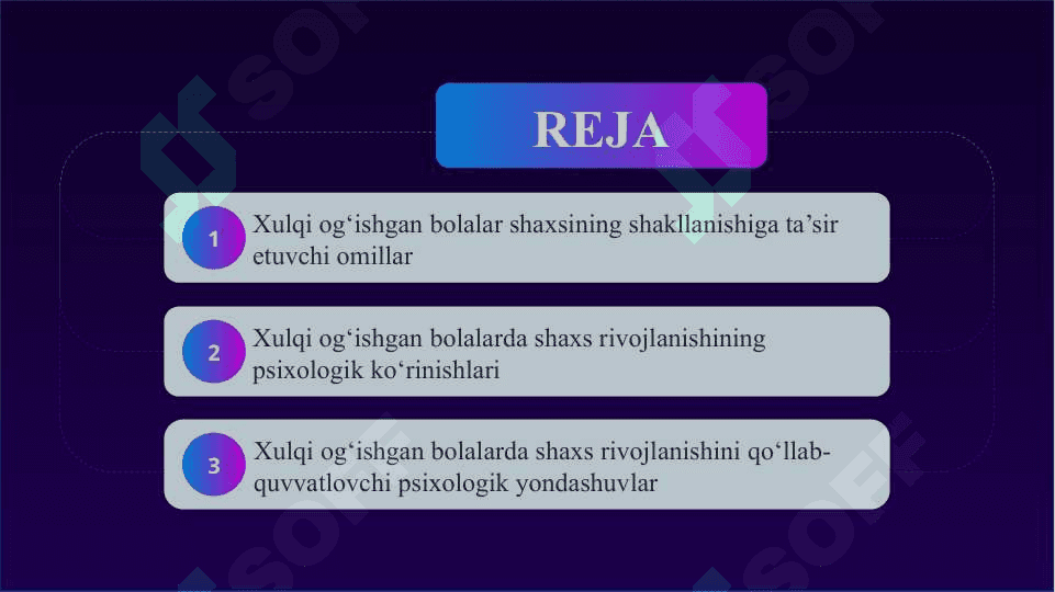 Xulqi og‘ishgan bolalarda shaxs rivojlanishining psixologik xususiyatlari SLAYD 2