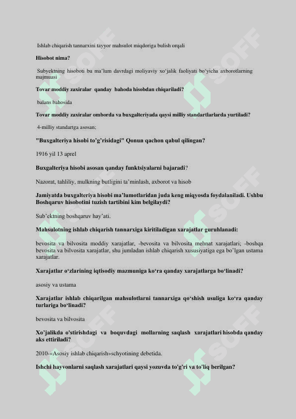 buxgalteriya fanidan 200 ta savolga javoblari 4