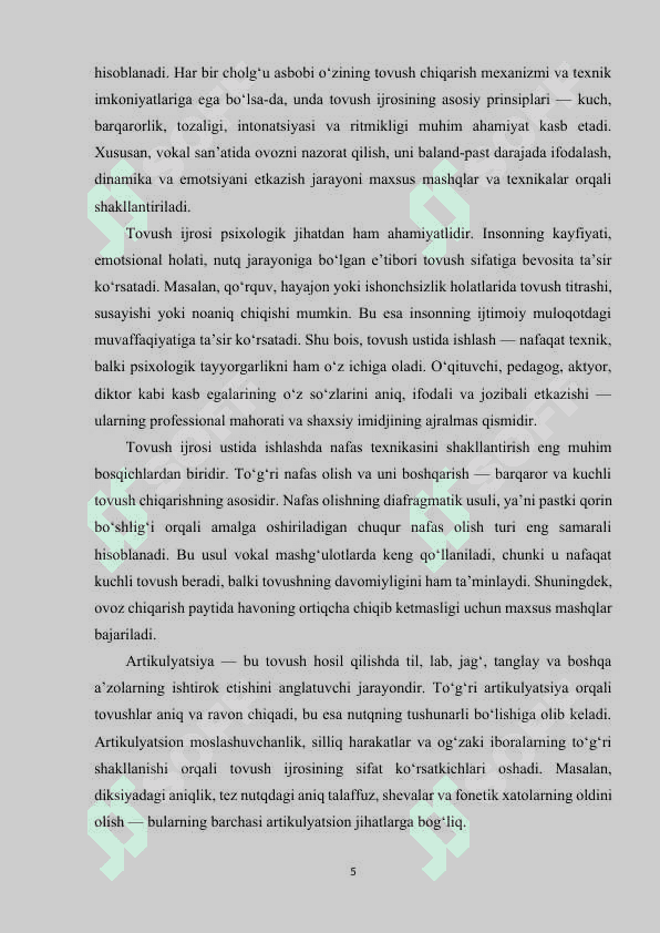 Tovush ijrosi ustida ishlash 5