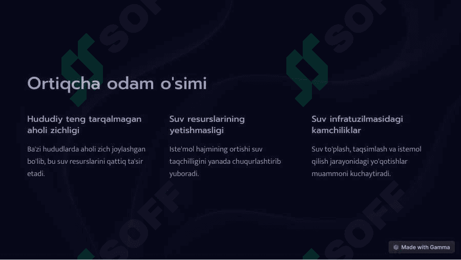 Yer yuzidagi suv tanqisligi sabablari slayd 3