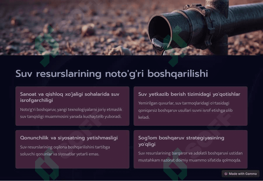 Yer yuzidagi suv tanqisligi sabablari slayd 4