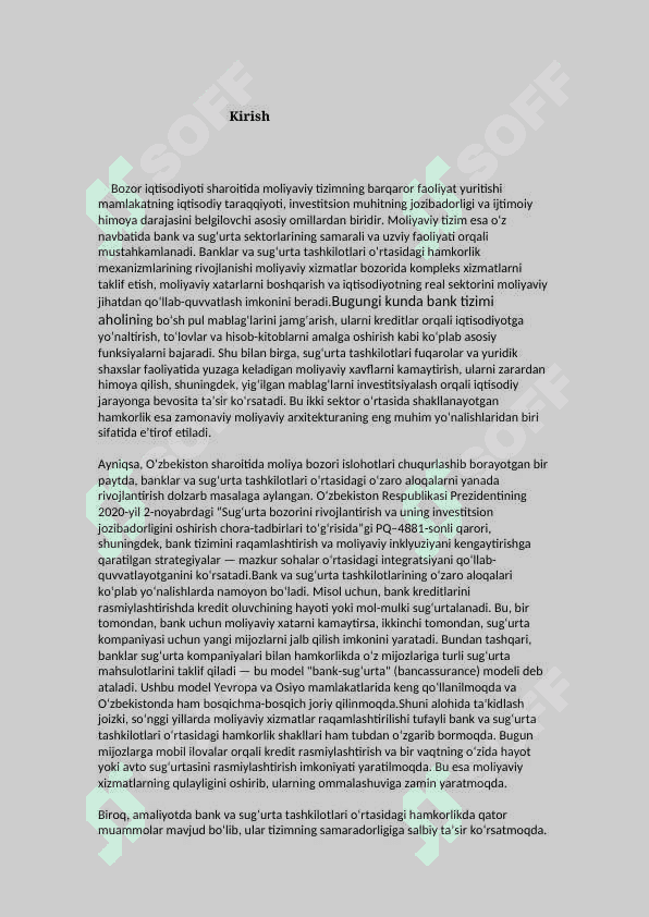 Banklar va sug‘urta tashkilotlari o’rtasidagi munosabatlarni rivojlantirishning zamonaviy yo’llari 2