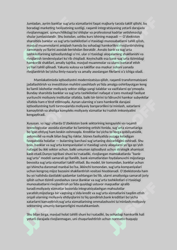 Banklar va sug‘urta tashkilotlari o’rtasidagi munosabatlarni rivojlantirishning zamonaviy yo’llari 3