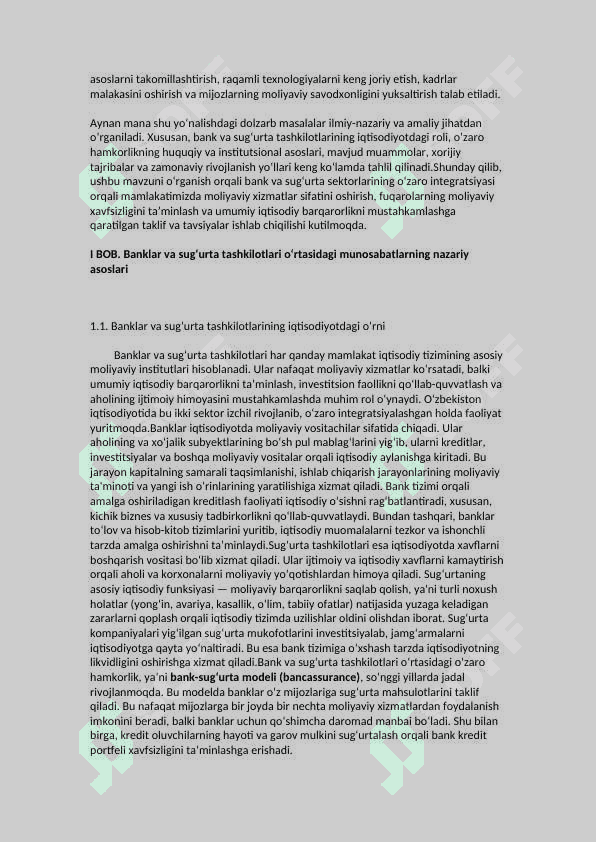 Banklar va sug‘urta tashkilotlari o’rtasidagi munosabatlarni rivojlantirishning zamonaviy yo’llari 4