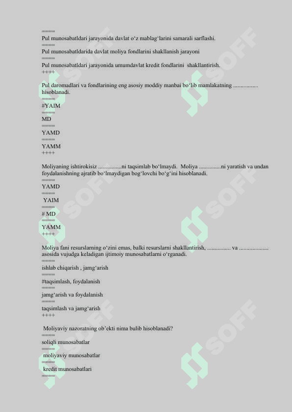 moliya asoslari test 4