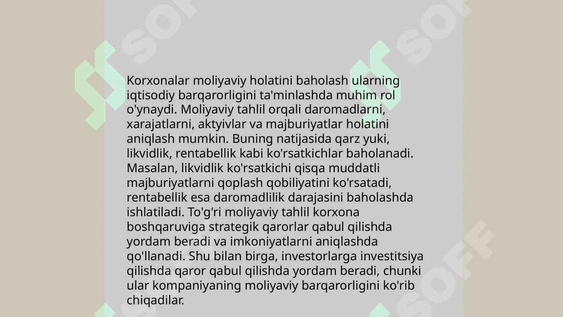 Korxonalar moliyaviy holatini reyting baholash va tahlil qilish 3