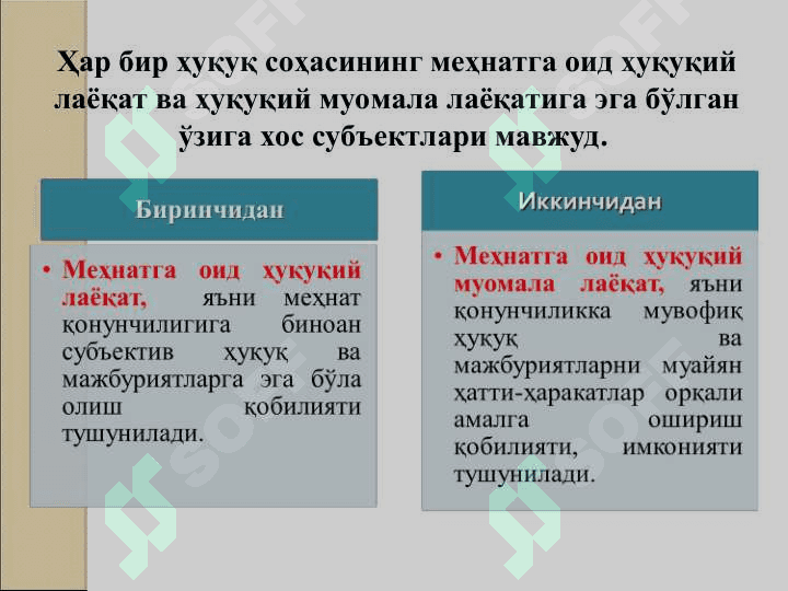 Мехнат  ҳуқуқининг субъектлари 4
