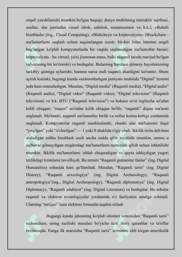 Raqamli tarix fanining shakllanishi va taraqqiyoti 2