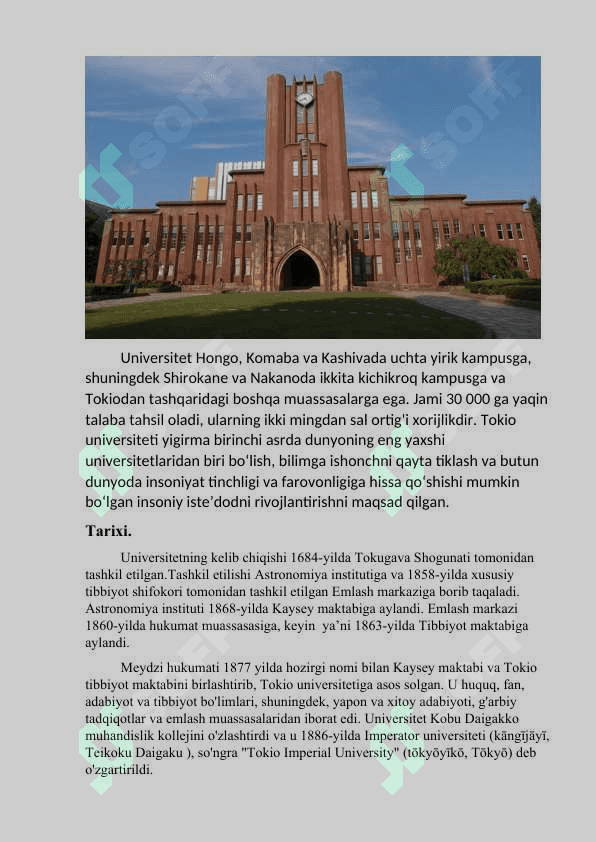 Tokio universitetining shakllanishi va taraqqiyoti 2