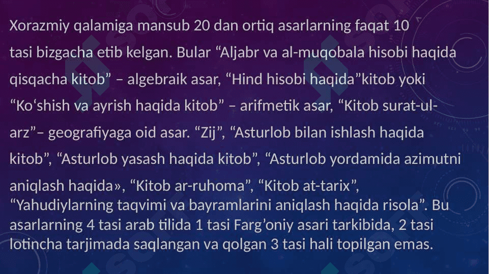 al- Xorazmiy, Beruniy, Ibn Sino hayot va ijodi 7