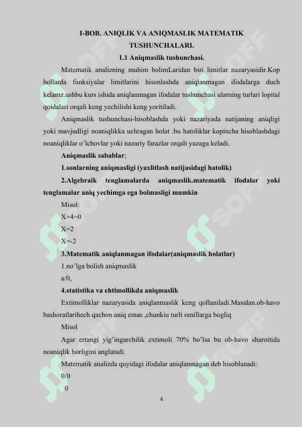 Aniqmasliklarni ochish. Lopital qoidalari 6