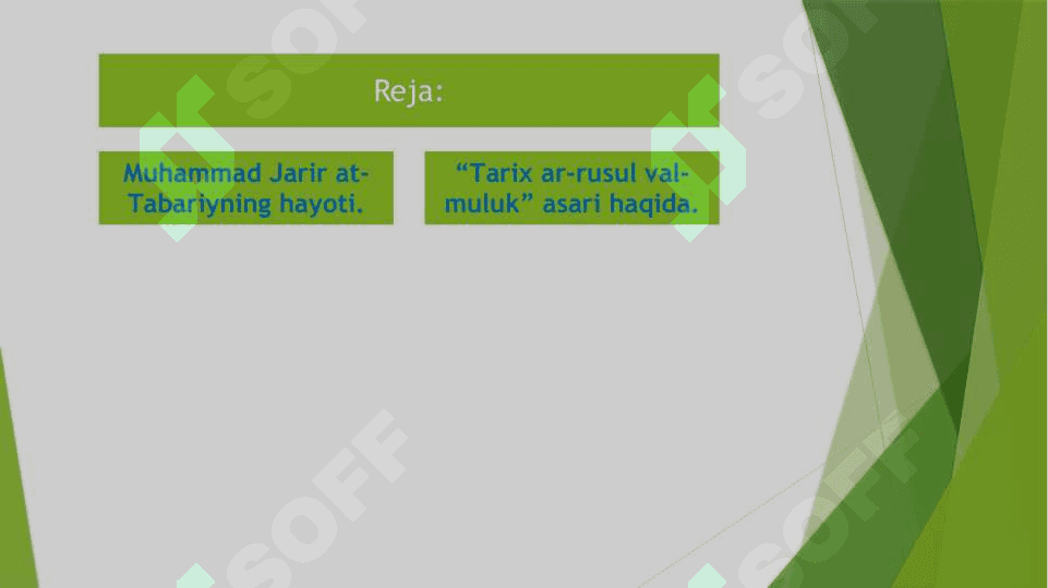 Muhаmmаd Jаrir аt-Tаbаriyning “Tаriх аr-rusul vаl-muluk” аsаrini o‘rganish va uning asosida taqdimot tayyorlash 2