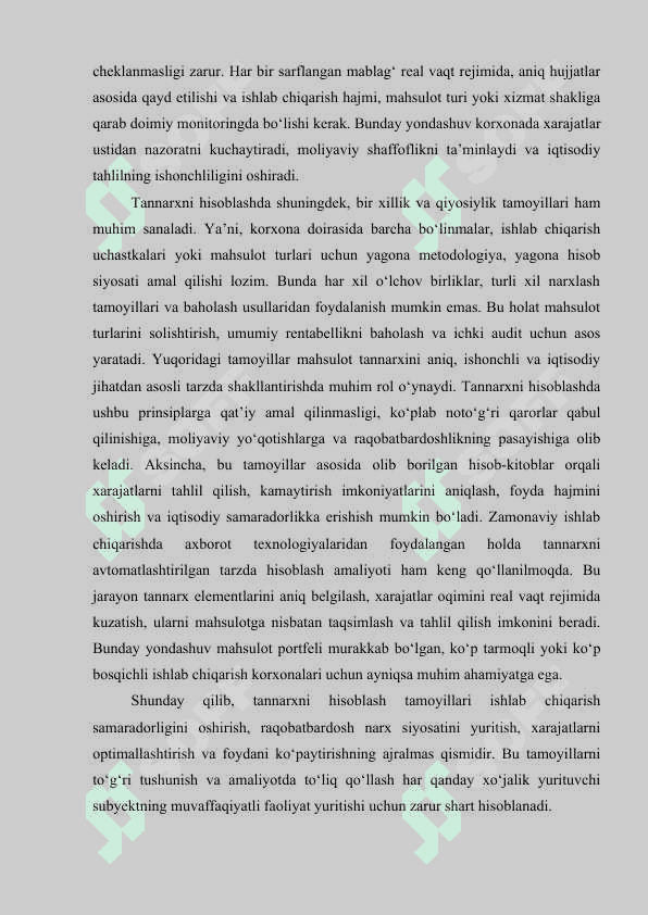 MAHSULOT TANNARXINI KALKULATSIYA QILISH 7