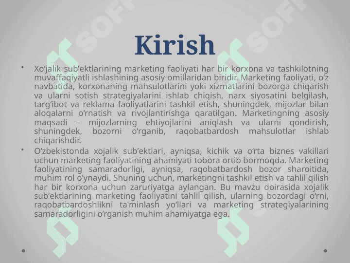 Xoʻjalik subʼektlarining marketing faoliyatida tahlili 3