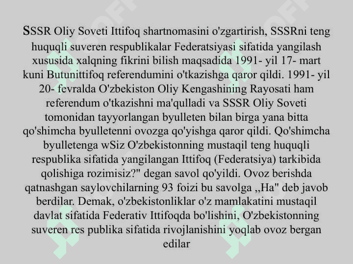 Mustaqil O’zbekiston Respublikasi tashkil topishi va uning tarixiy ahamiyati 3