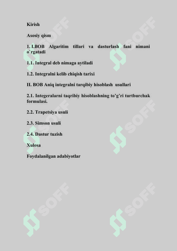 Integralni tarqibiy yechishning metodlari C#.doc 2