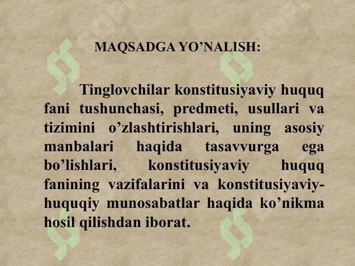 KONSTITUSIYAVIY HUQUQ FANINING TUSHUNCHASI, PREDMETI, TIZIMI VA MANBALARI 4