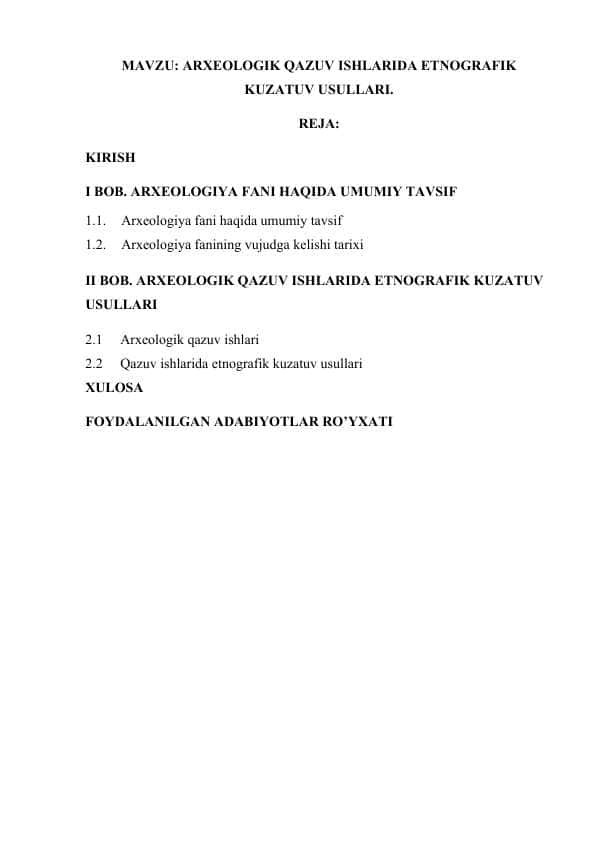 ARXEOLOGIK QAZUV ISHLARIDA ETNOGRAFIK KUZATUV USULLARI.docx