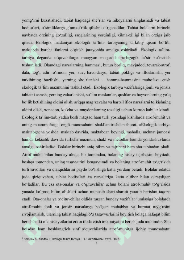Boshlang’ich sinf ona tili darslarida o’quvchilarning tabiatga oid bilimini oshirish 7