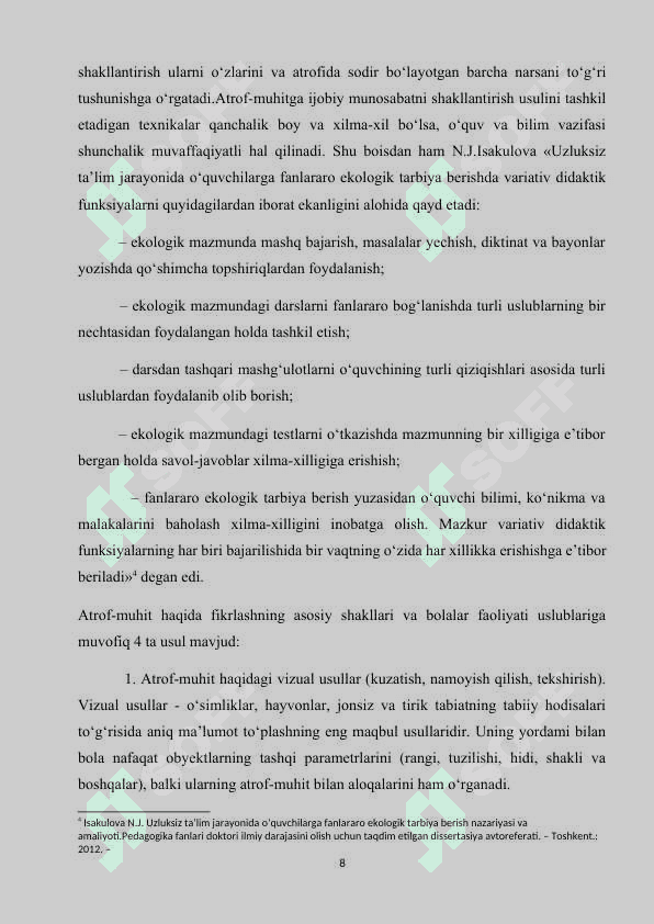 Boshlang’ich sinf ona tili darslarida o’quvchilarning tabiatga oid bilimini oshirish 8