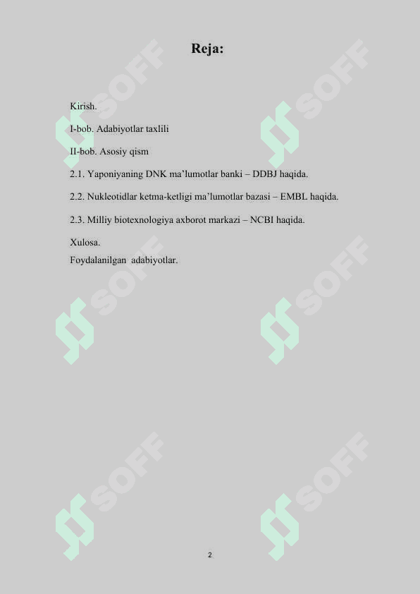 INSDC – nukleotidlarning ketma-ketligi bo’yicha xalqaro ma’lumotlar bazasi..docx 2
