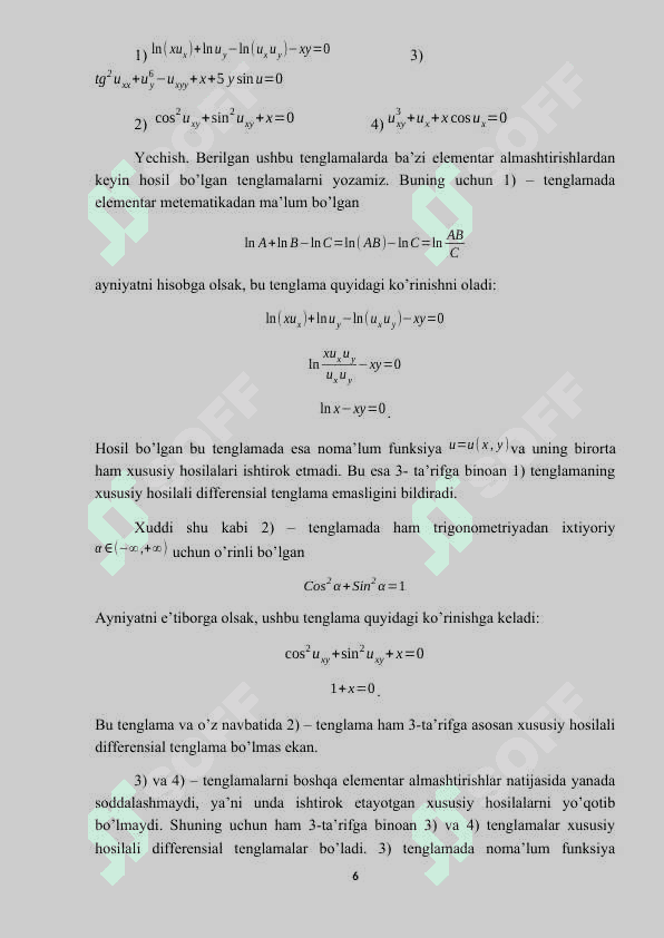 PARABOLIK TENGLAMA  UCHUN NOMA’LUM CHEGARALI  MASALA 6
