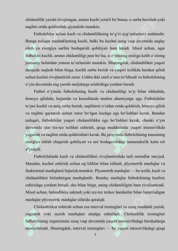 FUTBOLCHILARDA KUCH VA CHIDAMLILIKNI TARBIYALASH. 5