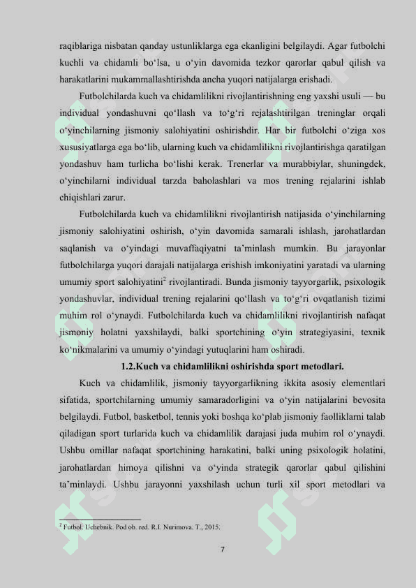 FUTBOLCHILARDA KUCH VA CHIDAMLILIKNI TARBIYALASH. 7